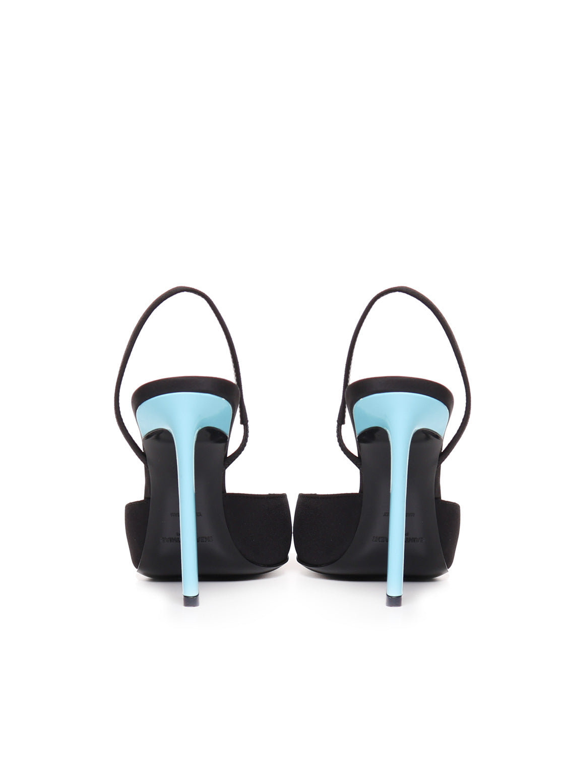 Saint Laurent With Heel Black, Sky Blue Silk