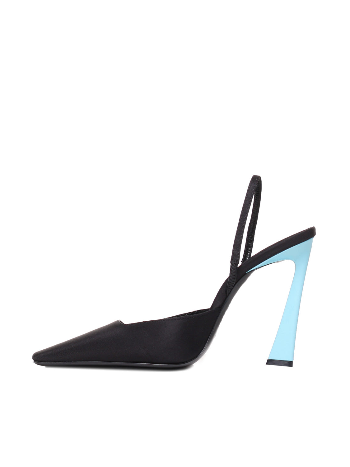 Saint Laurent With Heel Black, Sky Blue Silk