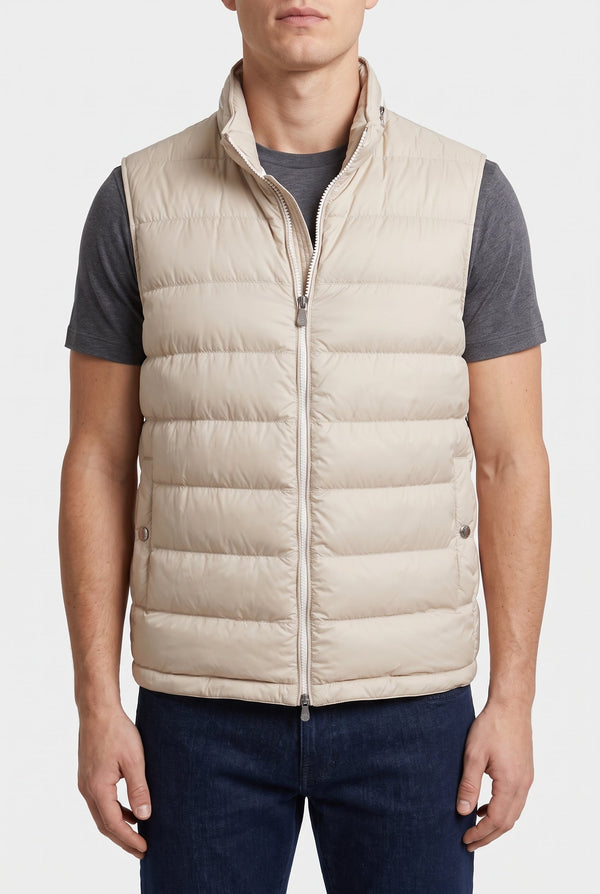 Brunello Cucinelli Mens Beige Quilted Padded Vest