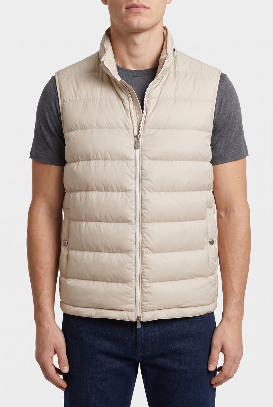 Brunello Cucinelli Mens Beige Quilted Padded Vest