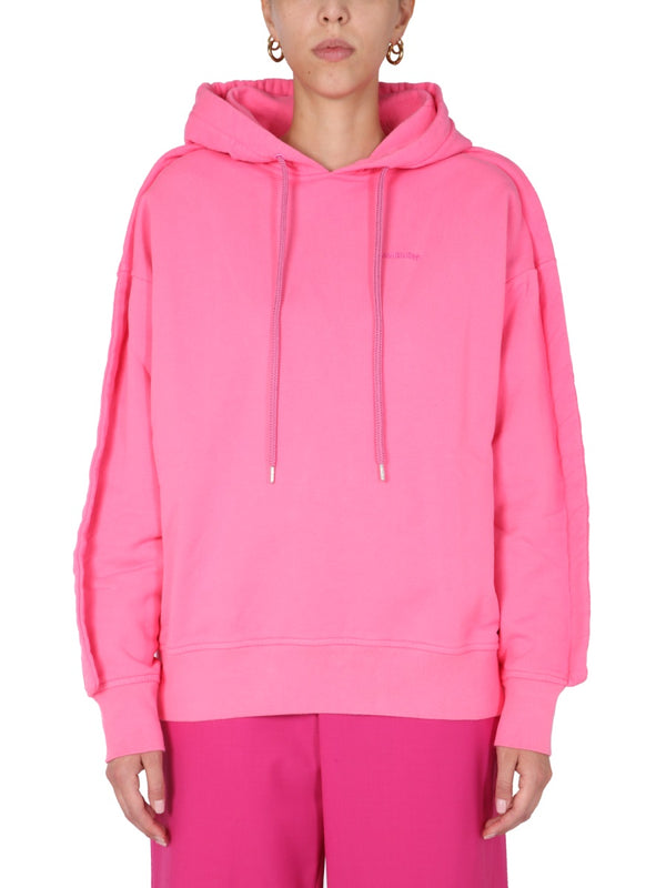 Sweatshirt With Embroidered Logo Fuchsia Sweatshirts