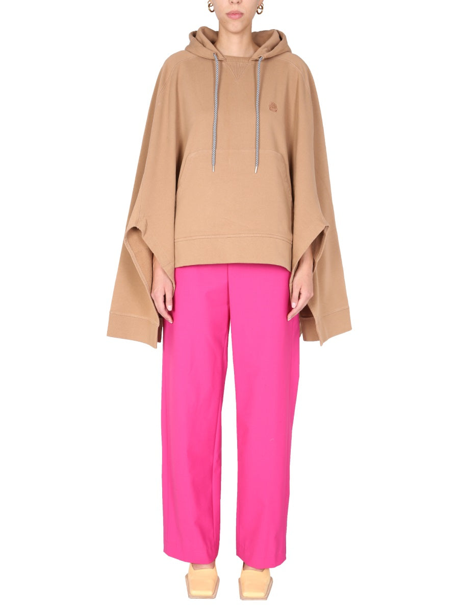 Poncho Sweatshirt With Embroidered Logo Beige Sweatshirts
