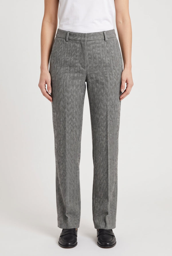 Brunello Cucinelli Womens Black White Linen Trousers