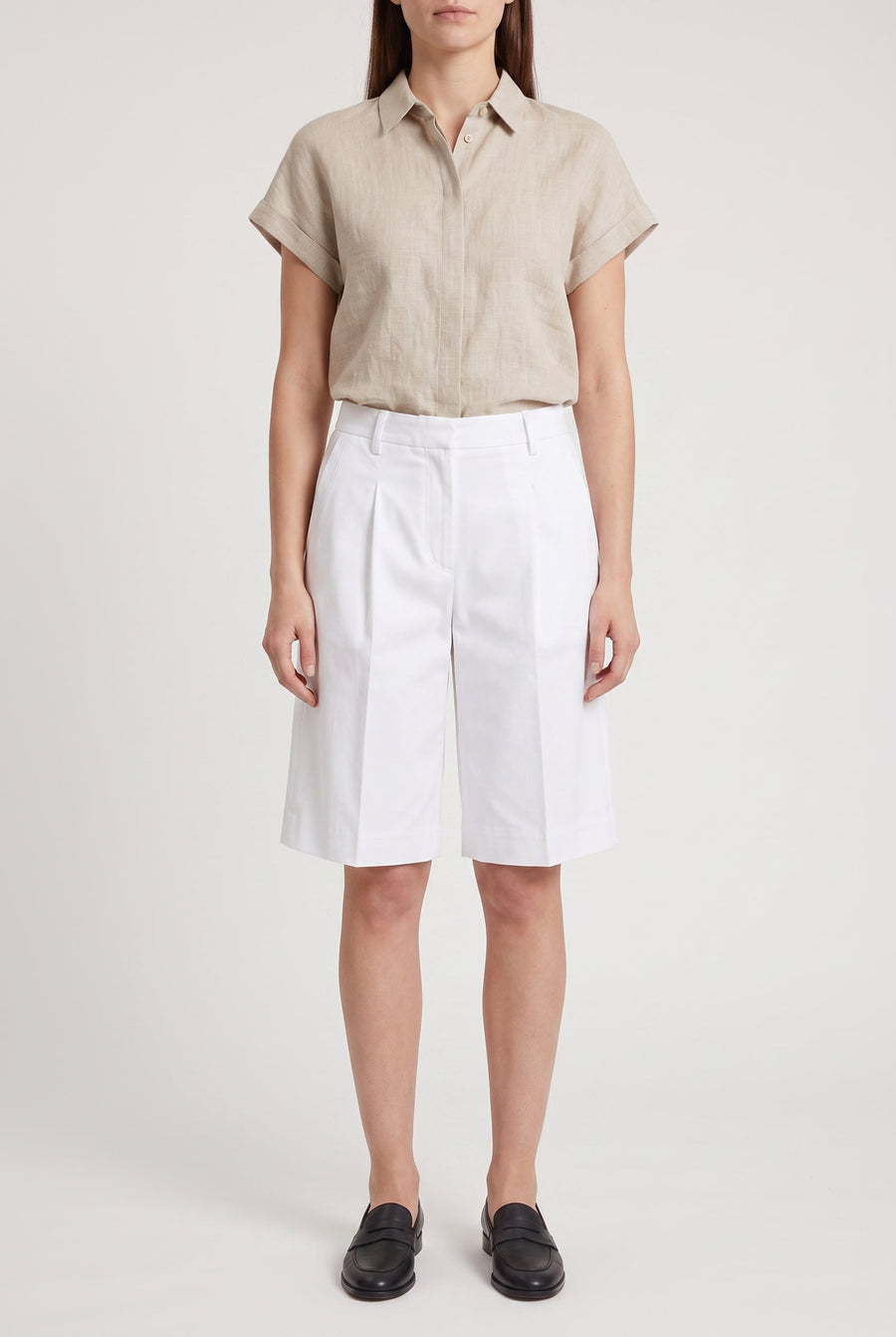 Brunello Cucinelli Womens White Tailored Bermuda Trousers