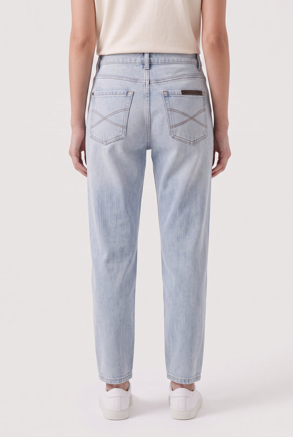 Brunello Cucinelli Womens Light Blue Relaxed Trousers Denim