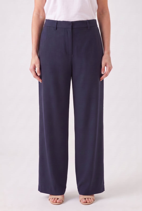 Brunello Cucinelli Womens Navy Cotton Wide Trousers Blue