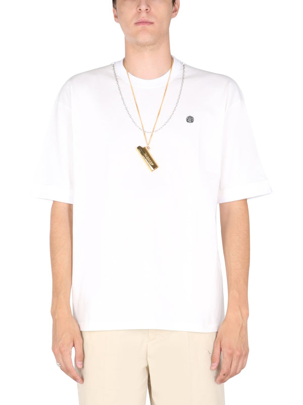 Chain Neck T-Shirt White Embroidery Viscose T-shirts