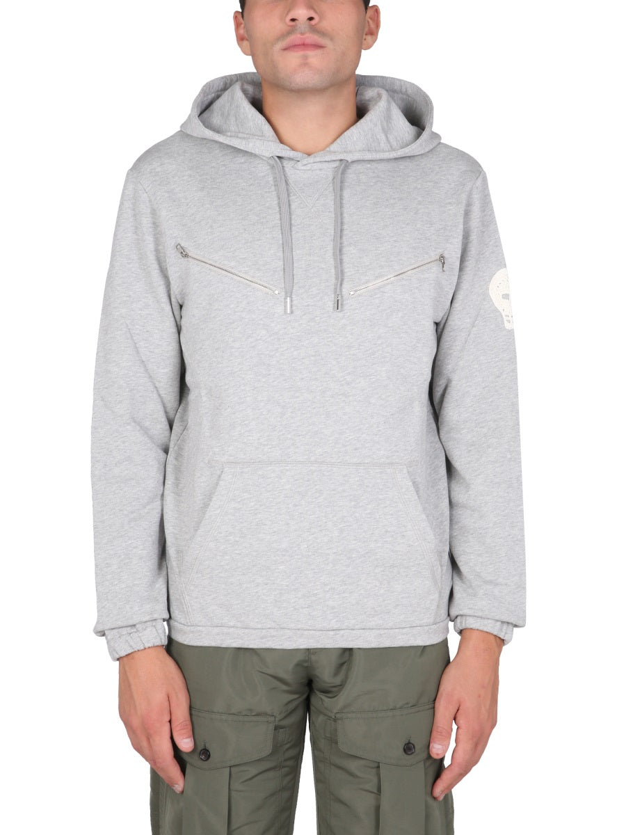 Sweatshirt With Embroidered Skull Grey Not Specified Sweatshirts