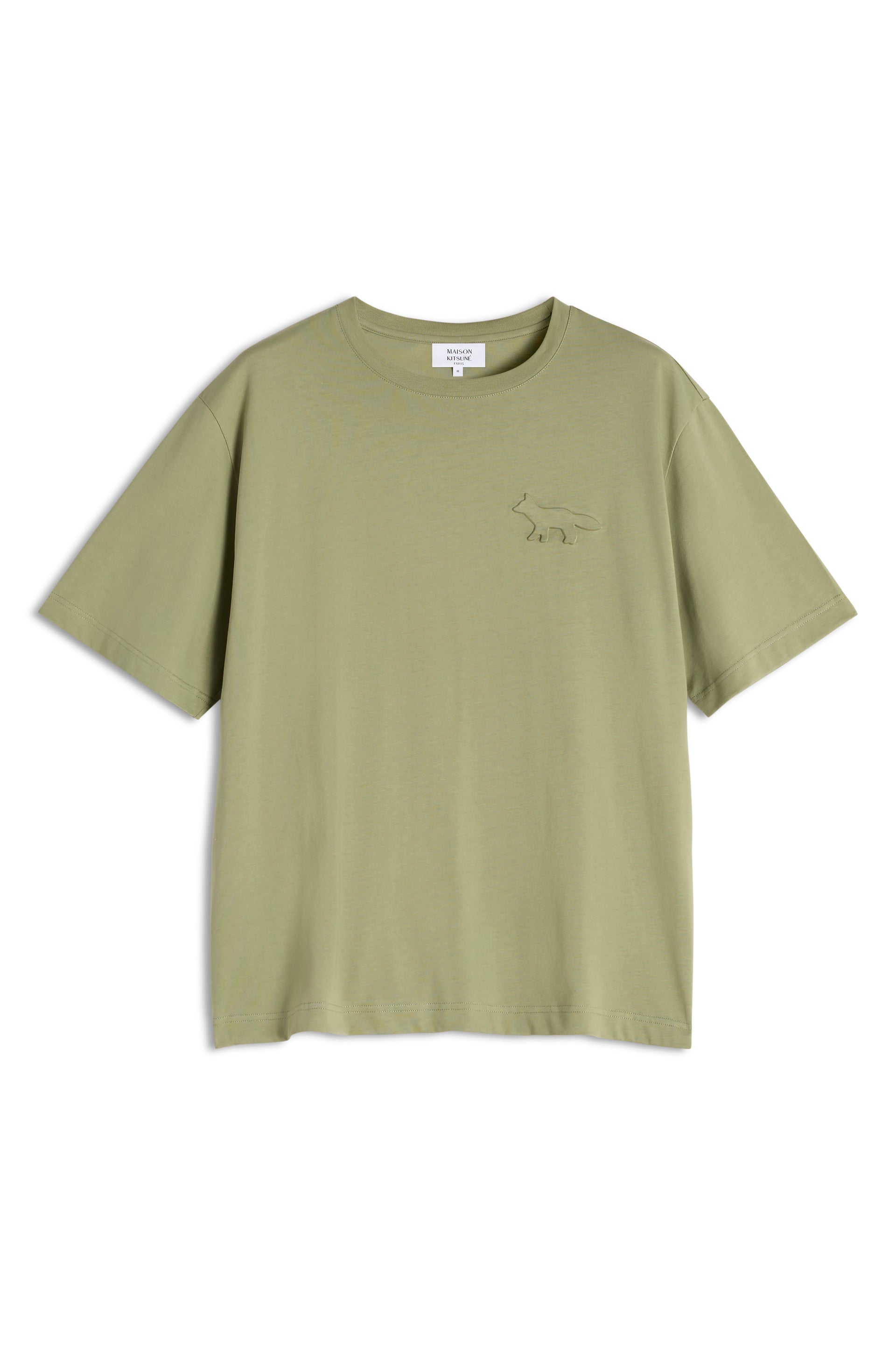 Embossed Profile Fox Oversize Tee-shirt Green Cotton Tshirt