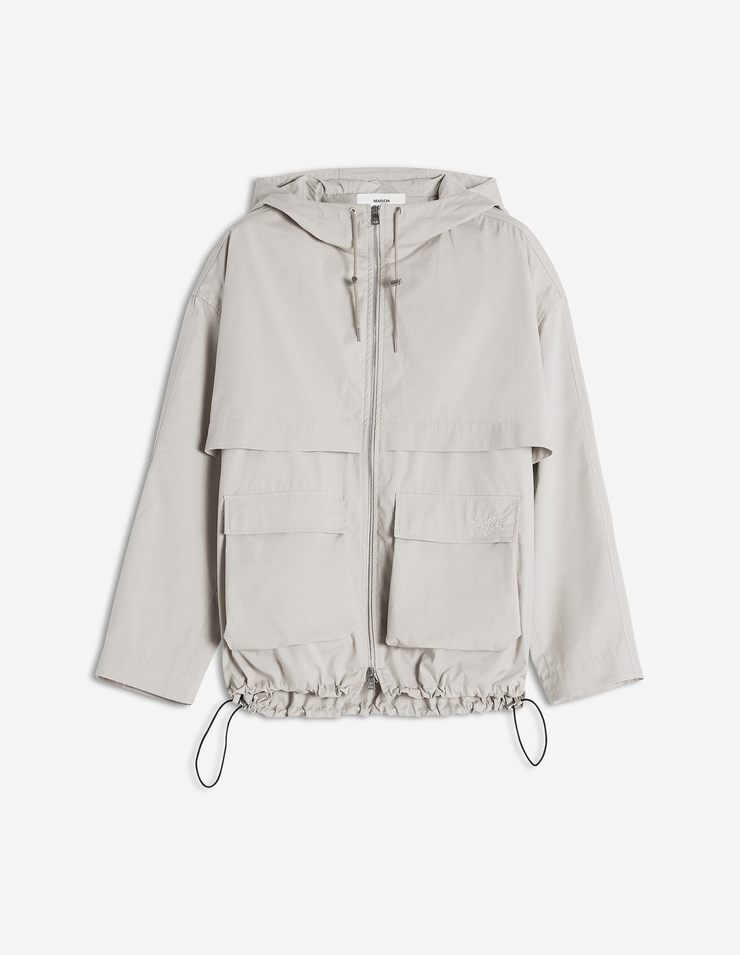 Hooded Zipped Windbreaker Brown Polyamide Jacket