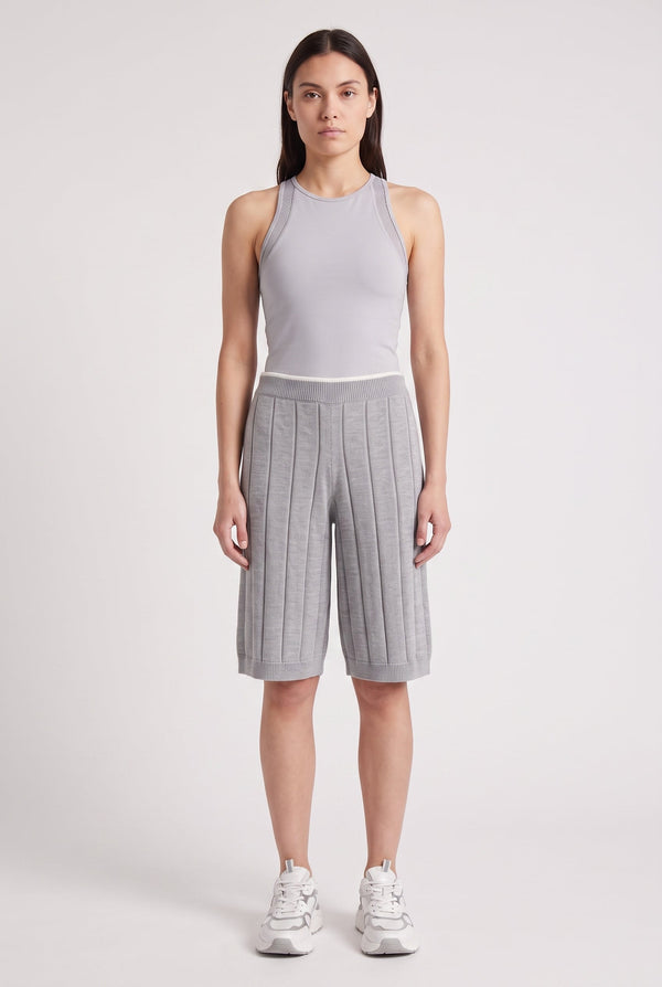 Brunello Cucinelli Womens Light Grey Ribbed Cotton Shorts Gray