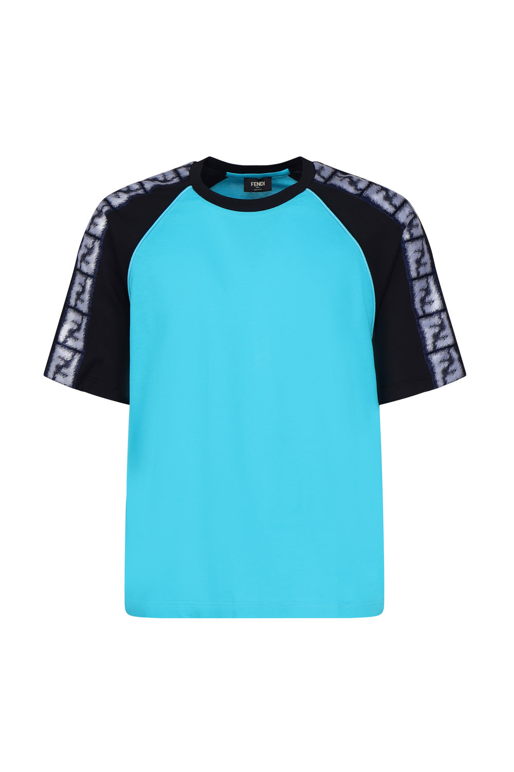 Fendi T-Shirts And Polos Light Blue, Black Cotton