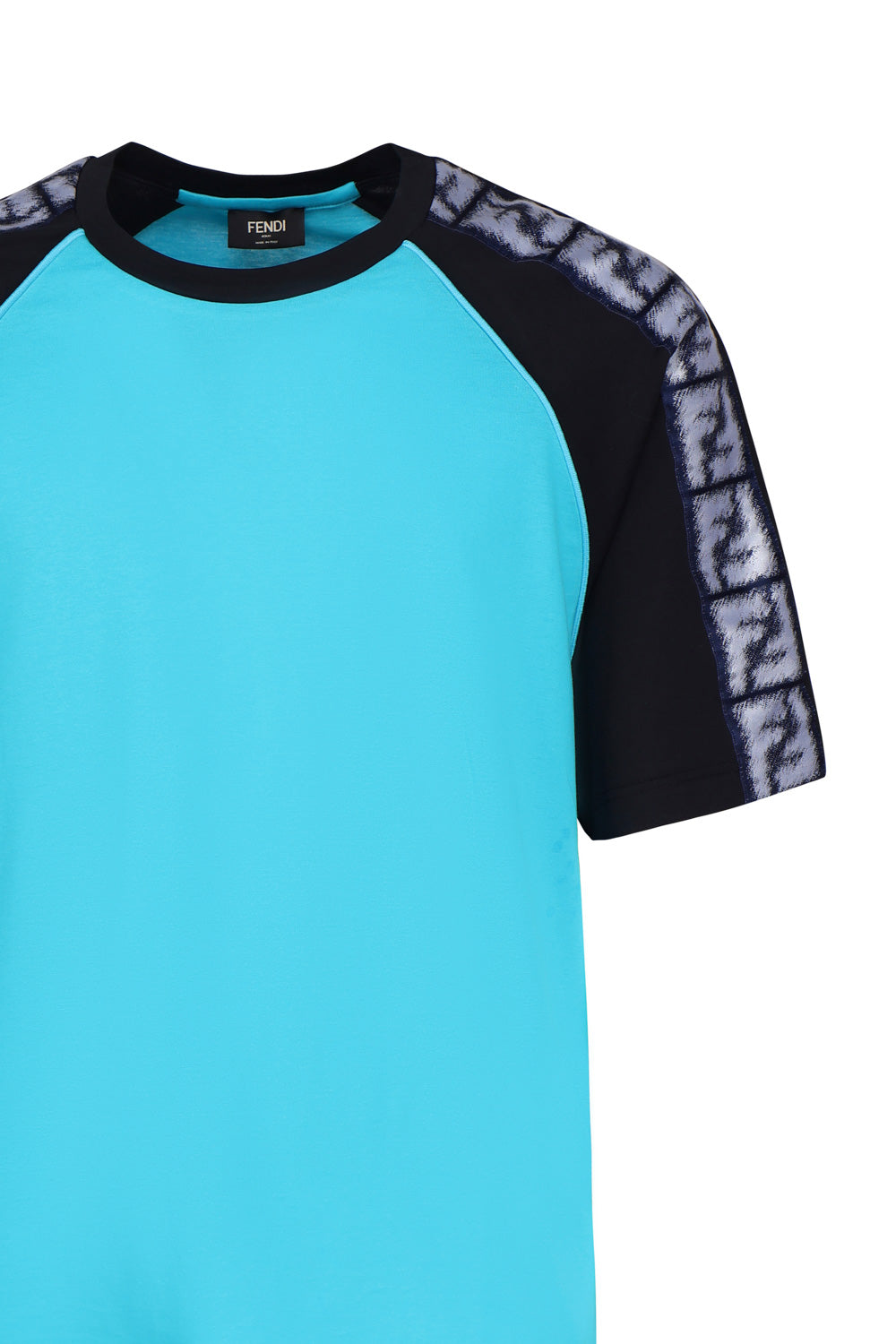 Fendi T-Shirts And Polos Light Blue, Black Cotton
