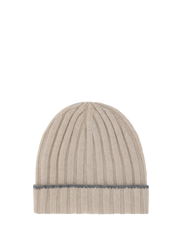 Brunello Cucinelli M2240900 100% Cashmere beanie in beige