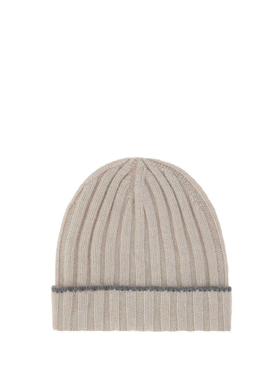 Brunello Cucinelli M2240900 100% Cashmere beanie in beige