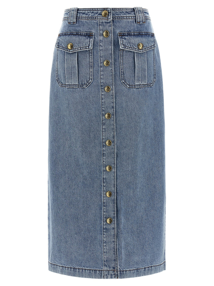 Denim Pencil skirt Light Blue Cotton