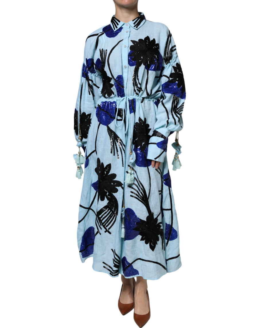Christian Pellizzari 100% Linen dress in blue