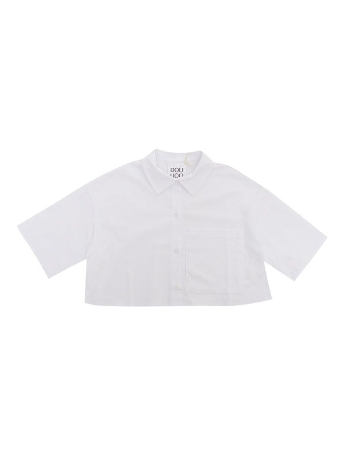 White cropped shirt Cotton Elastane