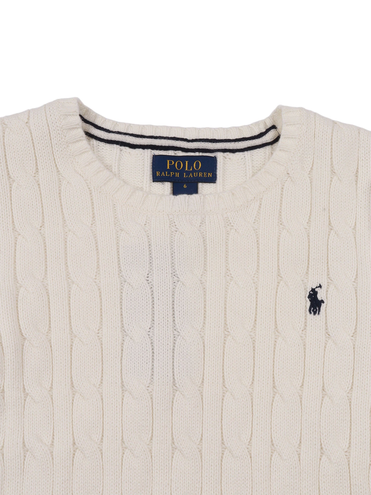 LS CABLE CN-TOPS-SWEATER White Cotton Crewneck