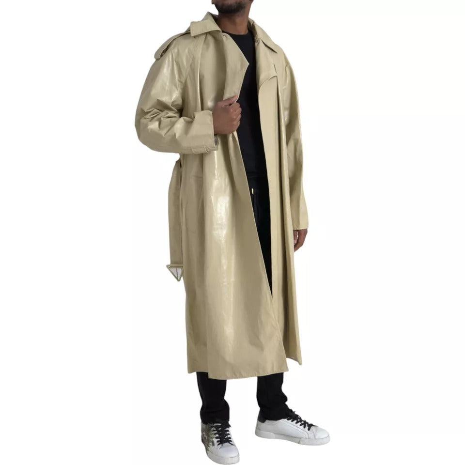 Bottega Veneta 100% Calf Leather trench coat in beige — view 4