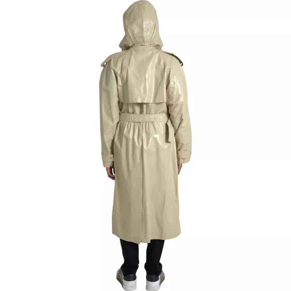 Bottega Veneta 100% Calf Leather trench coat in beige — view 5
