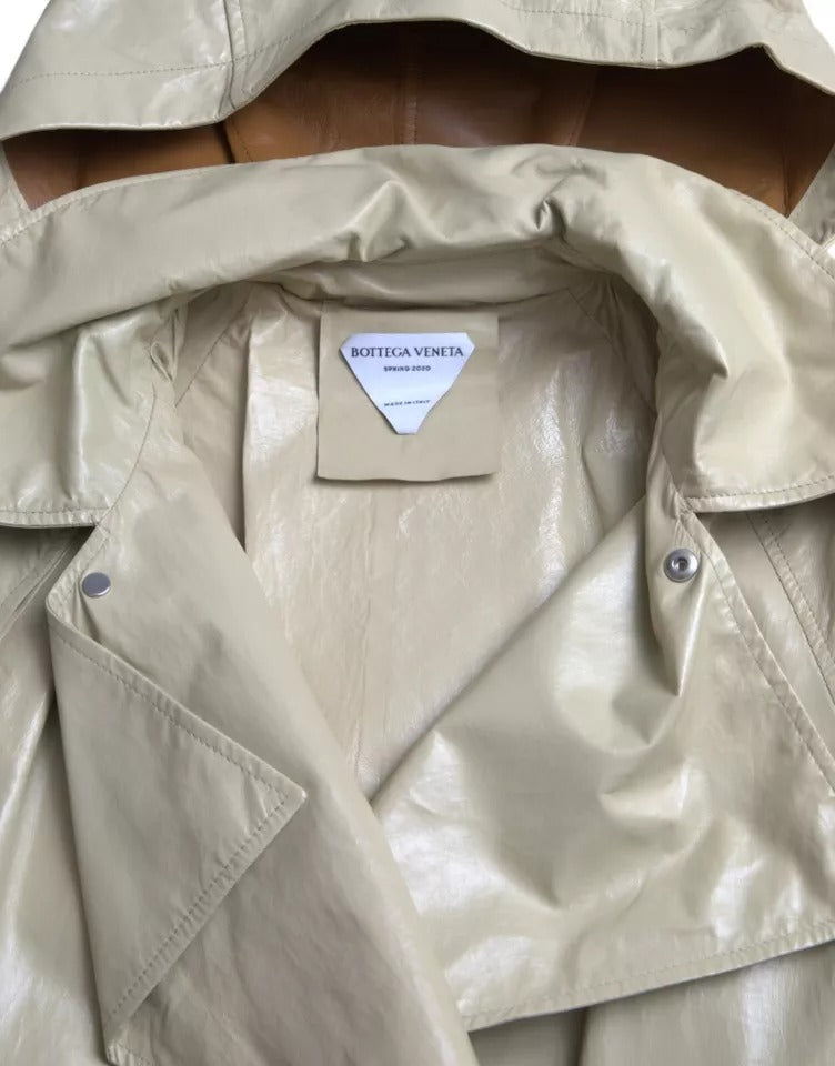 Bottega Veneta 100% Calf Leather trench coat in beige — view 6
