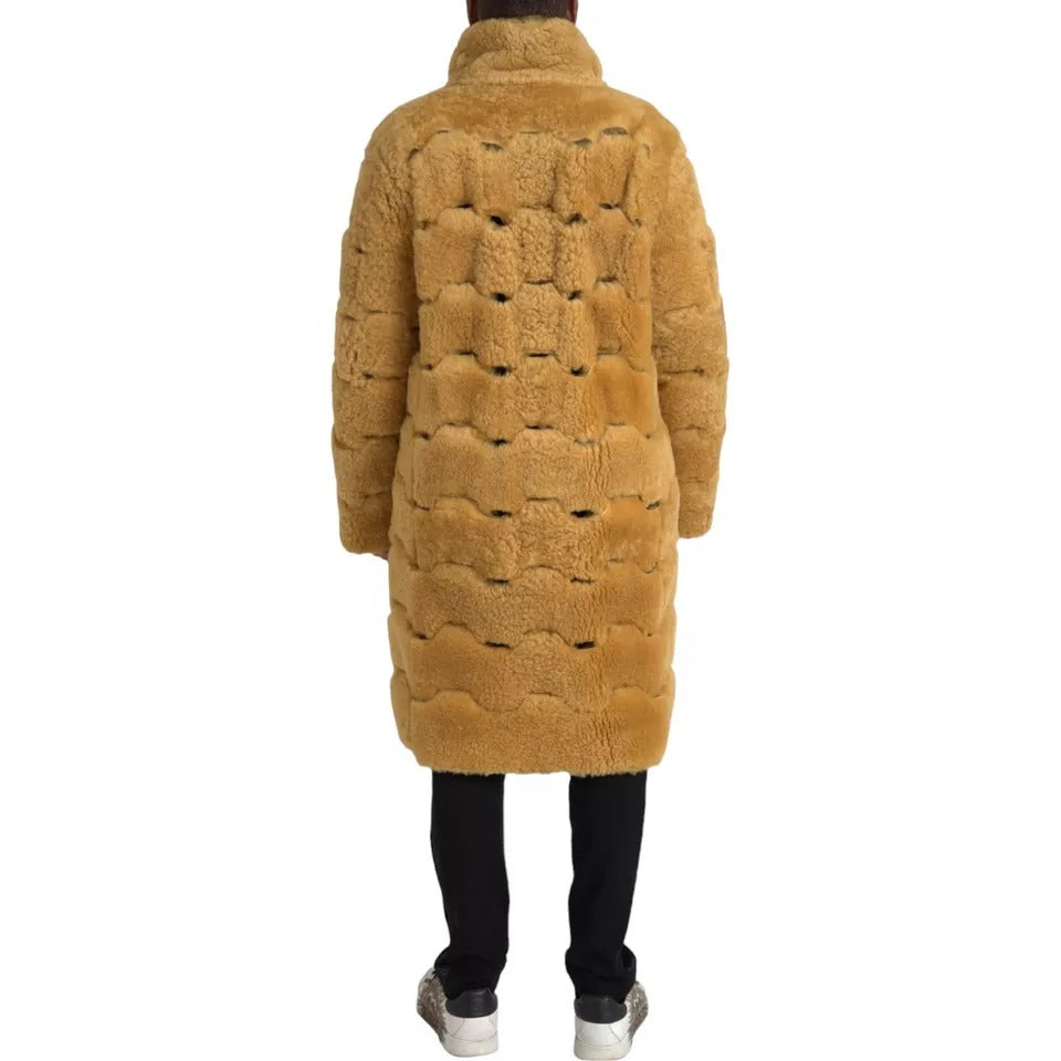 Bottega Veneta 100% Wool coat in yellow — view 3
