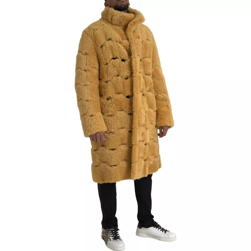 Bottega Veneta 100% Wool coat in yellow — view 4