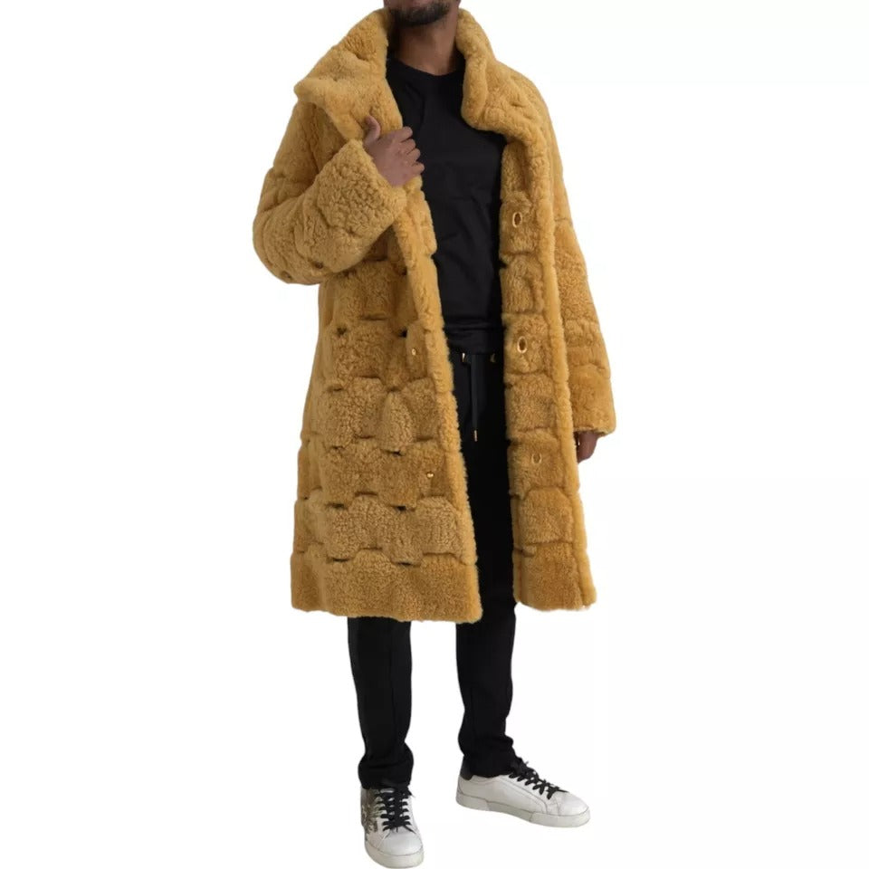 Bottega Veneta 100% Wool coat in yellow — view 5