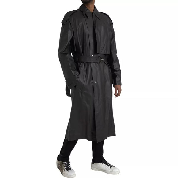 Bottega Veneta 100% Calf Leather trench coat in black