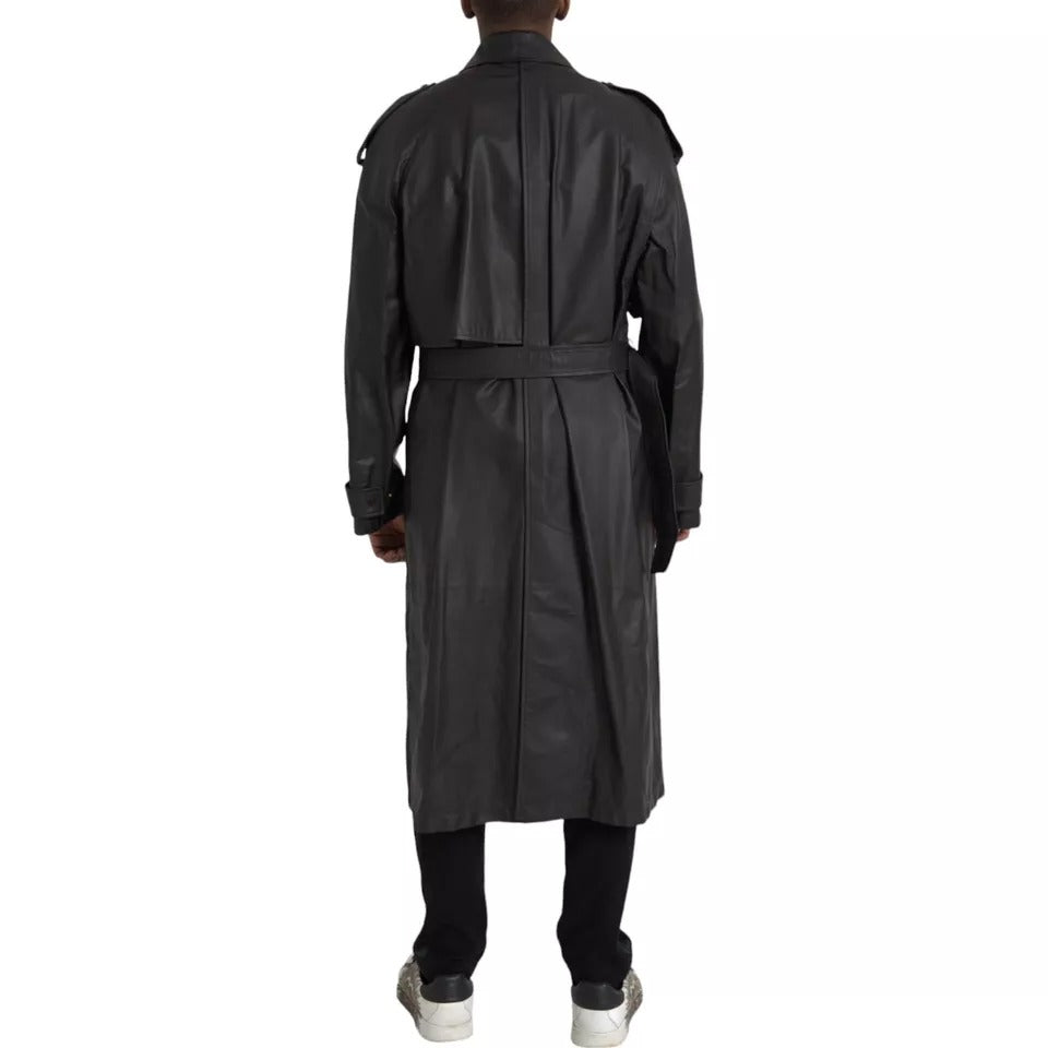 Bottega Veneta 100% Calf Leather trench coat in black — view 4