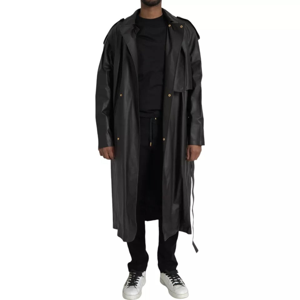 Bottega Veneta 100% Calf Leather trench coat in black — view 5