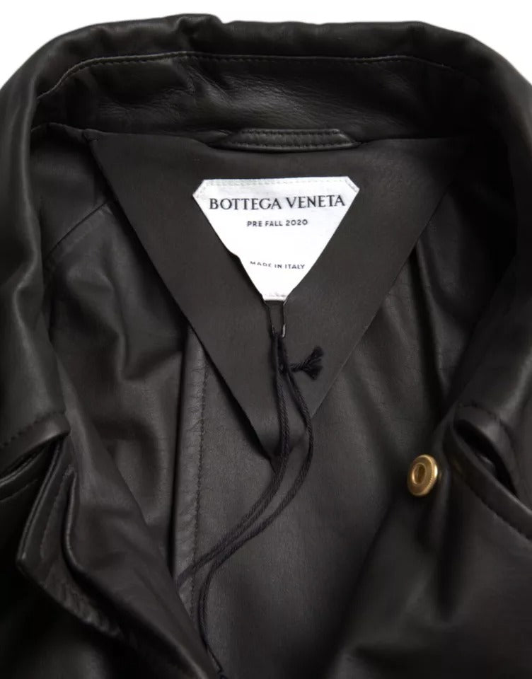 Bottega Veneta 100% Calf Leather trench coat in black — view 7