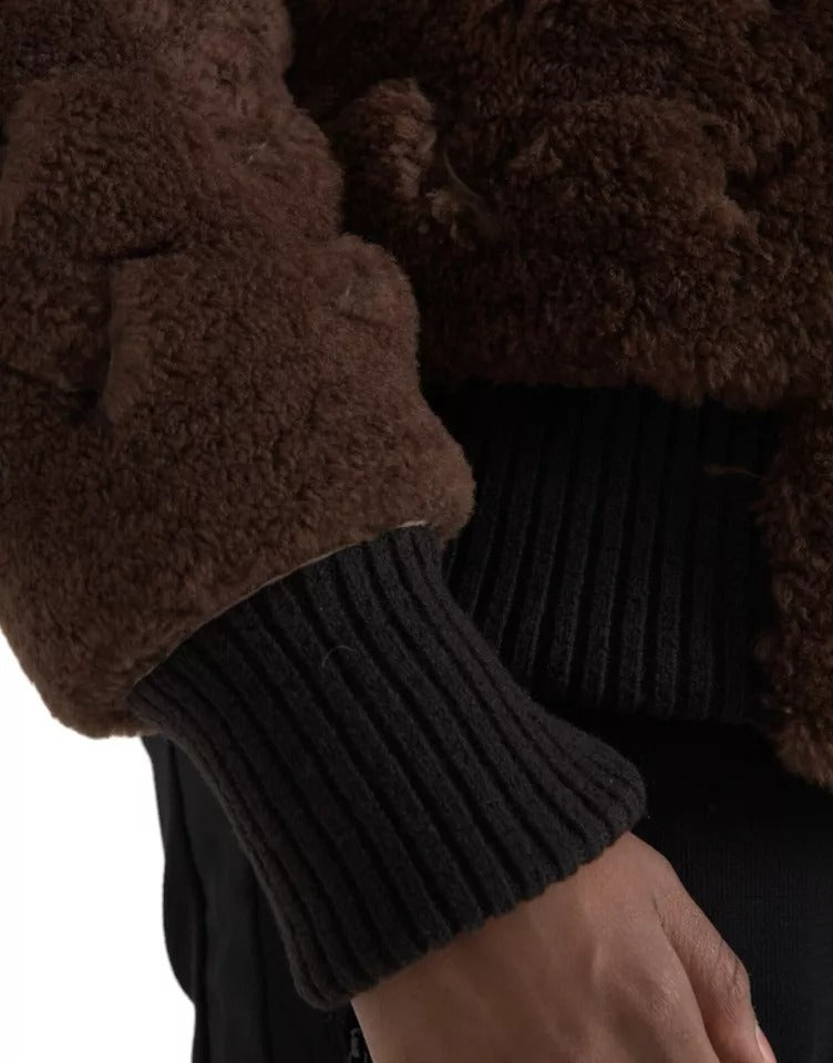 Bottega Veneta 100% Shearling Wool jacket in brown — view 5