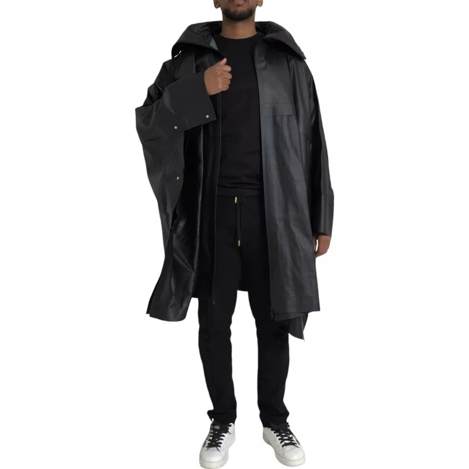 Bottega Veneta 100% Calf Leather trench coat in black — view 3