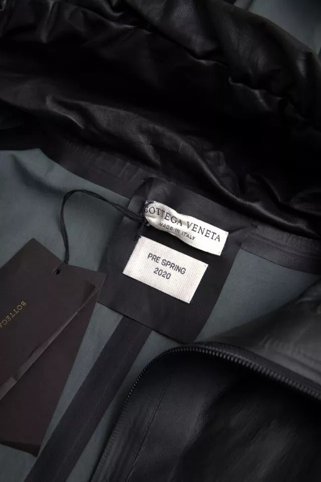 Bottega Veneta 100% Calf Leather trench coat in black — view 8