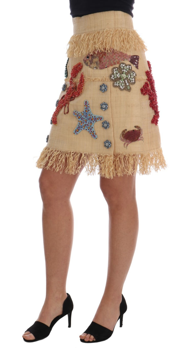 Dolce & Gabbana 100% Palm Fiber skirt in beige