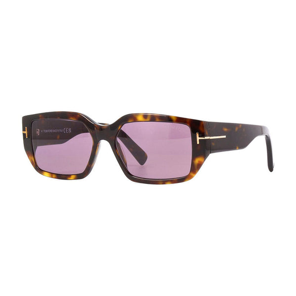 Tom Ford Sunglasses Square Full Rim, Dark Havana Frame And Violet Lens Ft098952y Brown