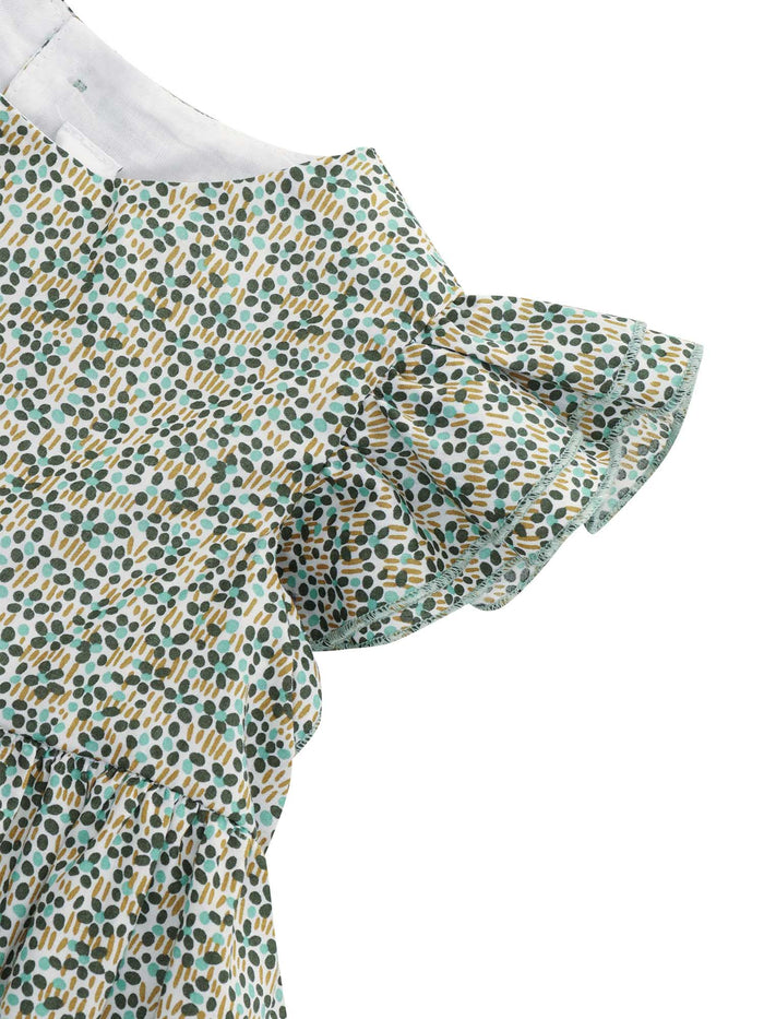 SHORT SLEEVED DRESS Green Cotton Lining