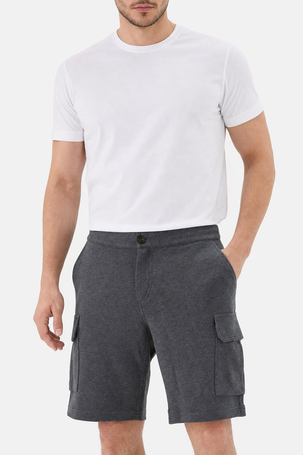 Brunello Cucinelli Mens Dark Grey Cotton Cargo Shorts Gray