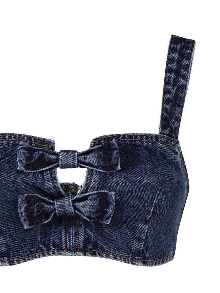 Self-Portrait Top Blue Cotton