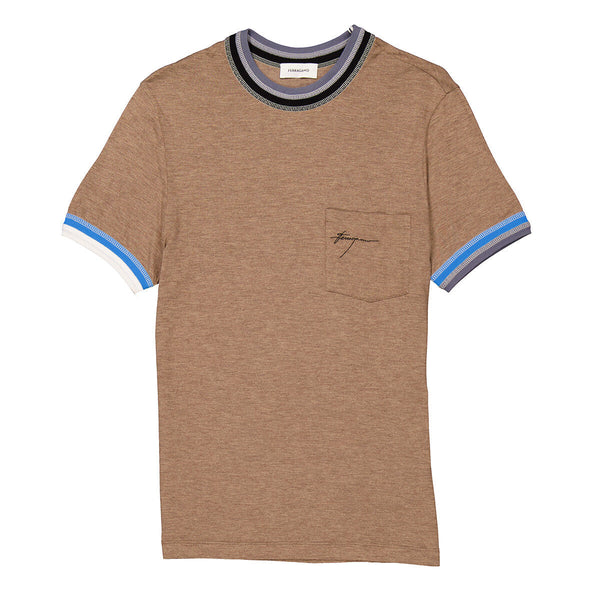 Ferragamo Mens Brown Short Sleeve Sweater