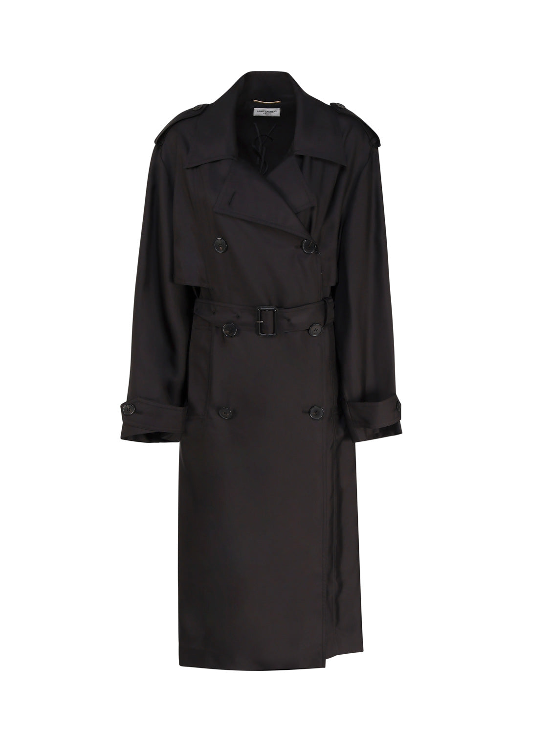 Saint Laurent Coats Black Silk