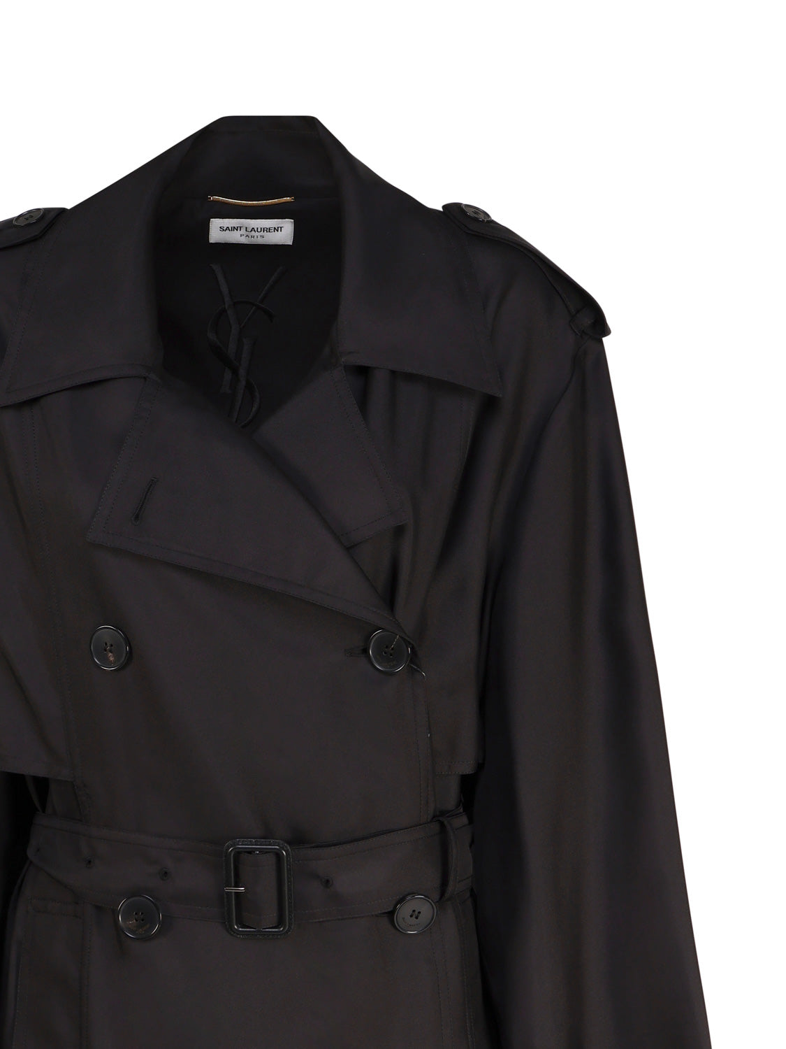 Saint Laurent Coats Black Silk