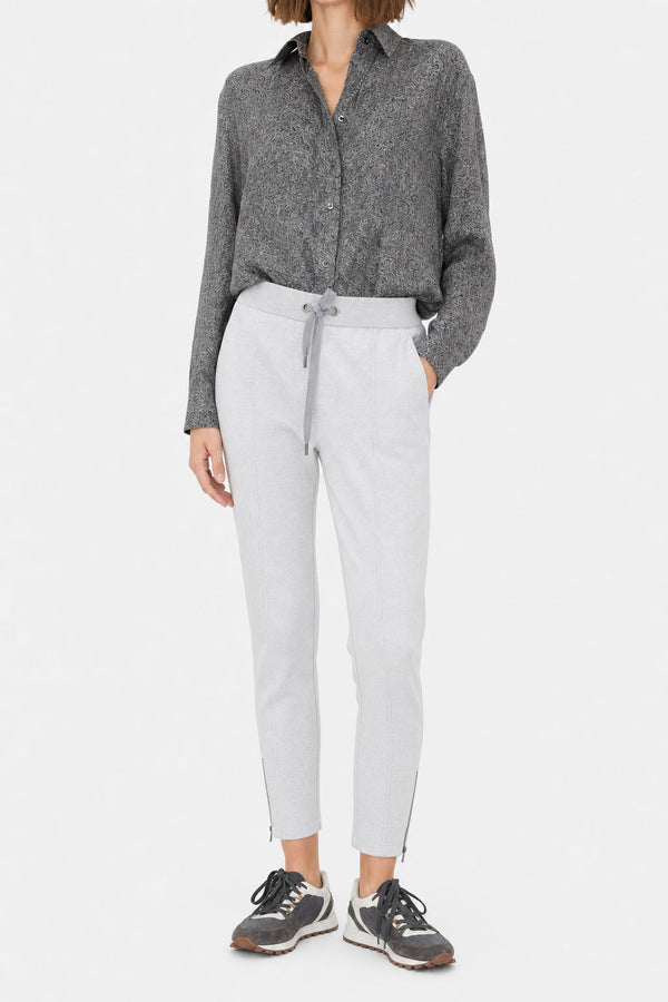 Brunello Cucinelli Womens Light Grey Cotton Trousers Silver