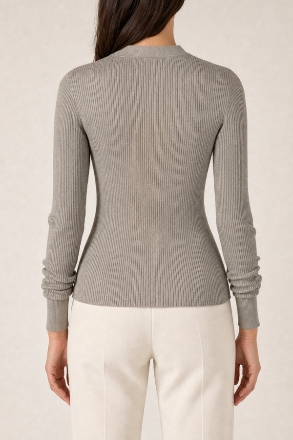 Brunello Cucinelli Womens Light Grey Cashmere Sweater Olive Clothing