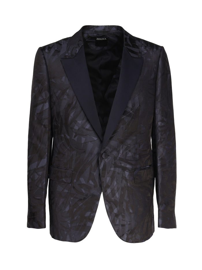 Zegna Jackets Blue Linen Silk