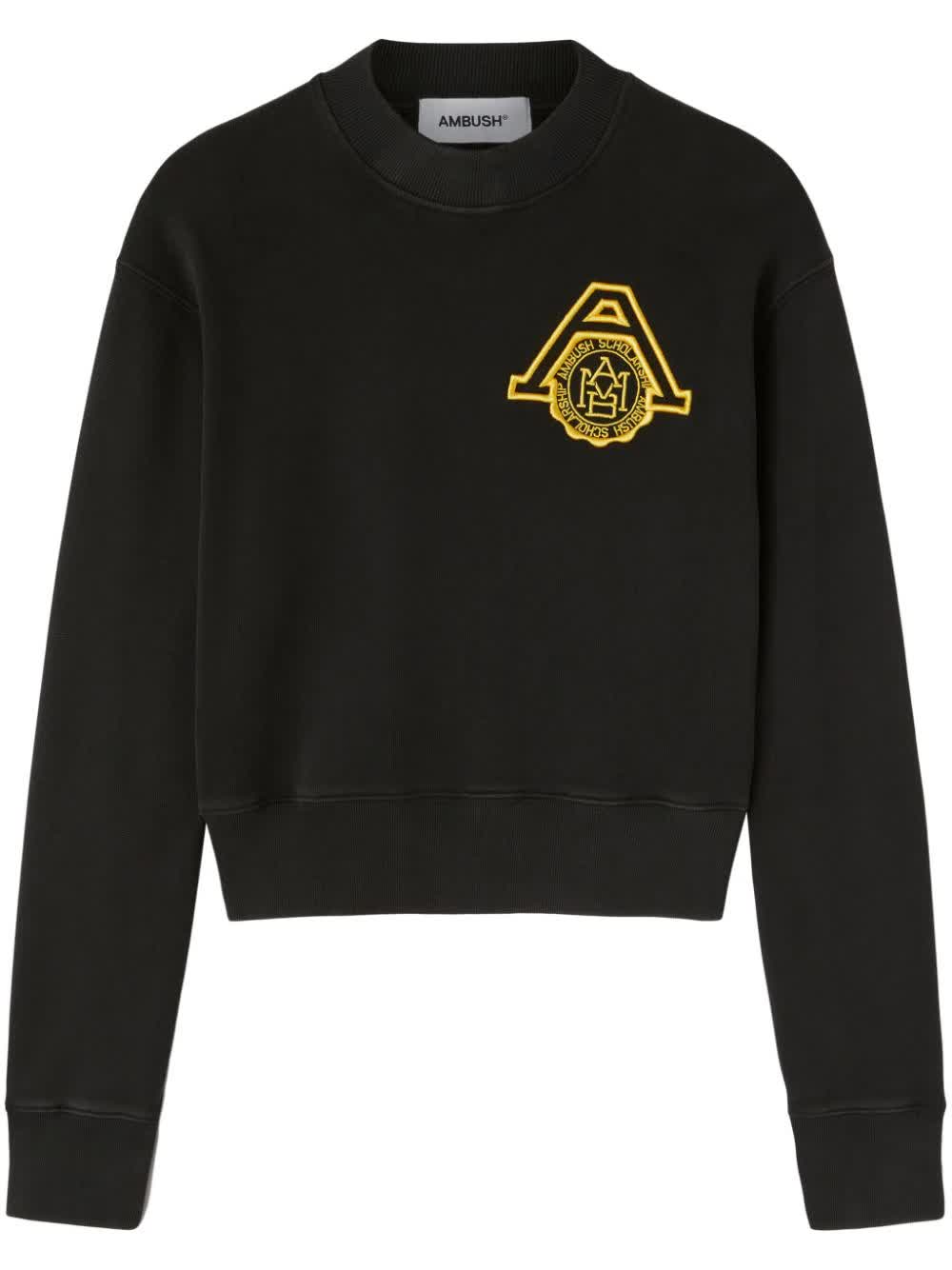 Scholarship Cropped Sweater Black Felpa