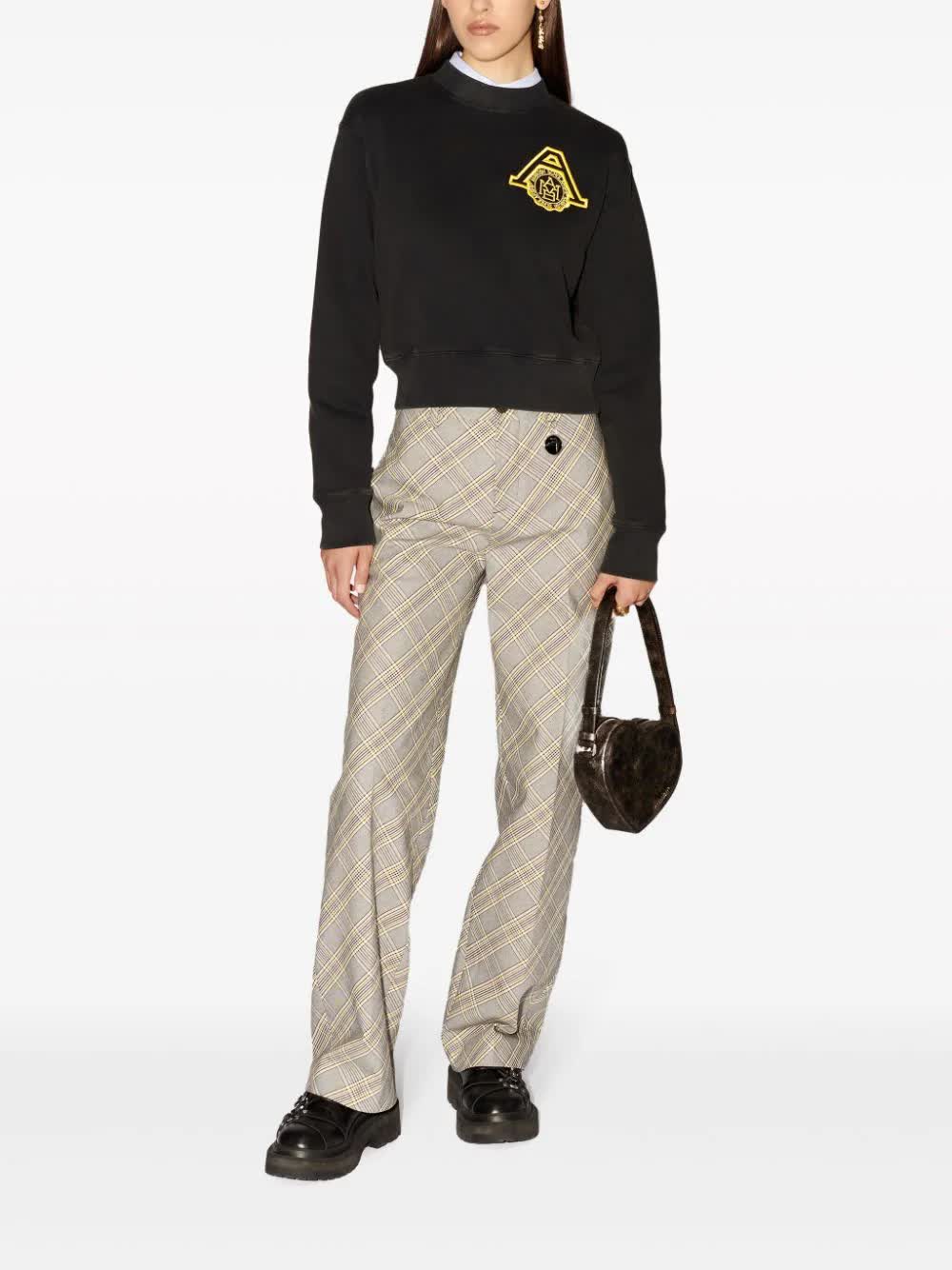 Scholarship Cropped Sweater Black Felpa