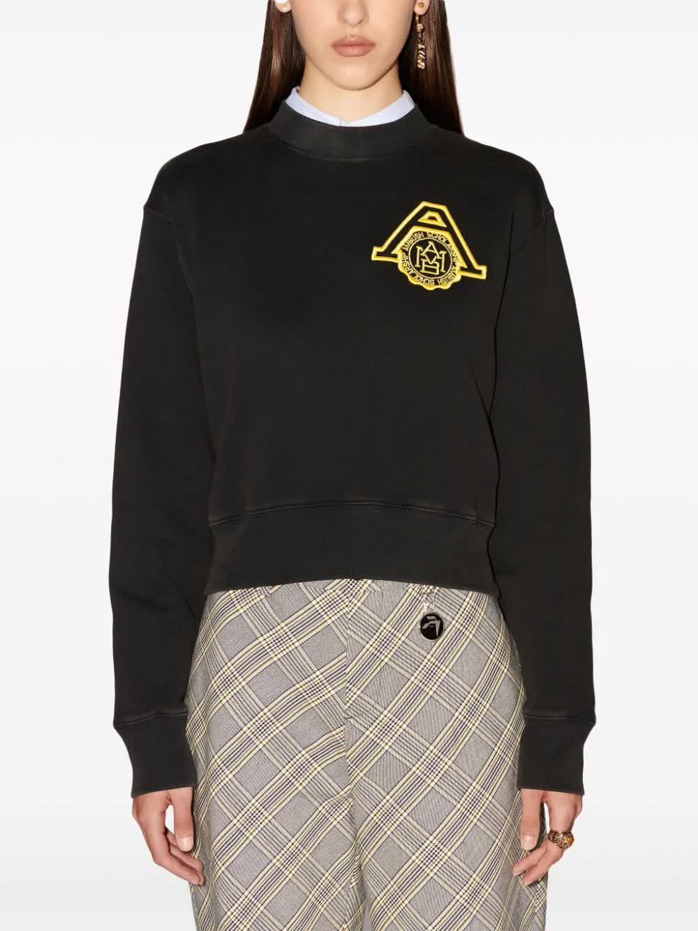 Scholarship Cropped Sweater Black Felpa
